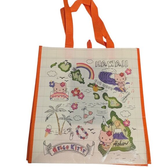 NWT Hello Kitty Hawaiian Islands Reusable Bag Foldable Tote Water Resistant - Picture 2 of 6